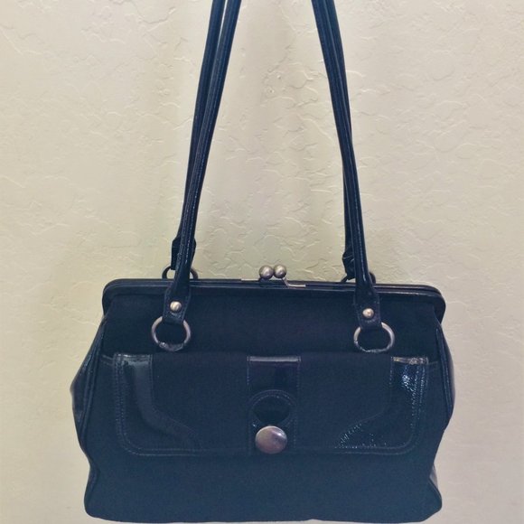 HOBO Patent Leather & Wool Handbag - Picture 6 of 10